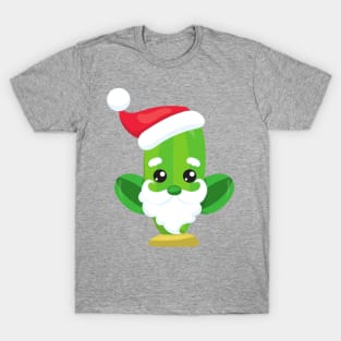 Christmas Cactus, Cute Cactus, Santa Hat, Beard T-Shirt